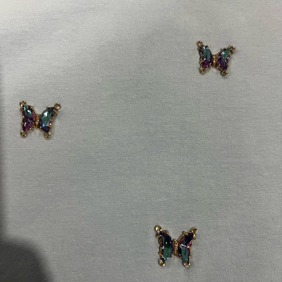 Glamour os T-Shirt whit luxury butterflies in crystals. - Picture 3 of 6